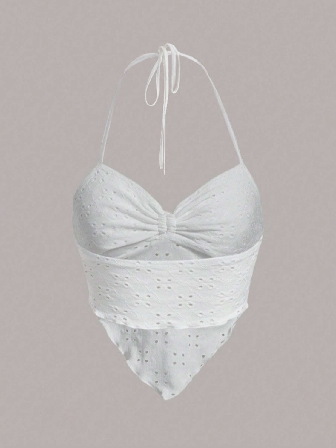 Eyelet Halter Neck Cami - Trendsi