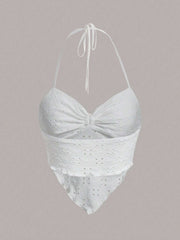 Eyelet Halter Neck Cami - Trendsi