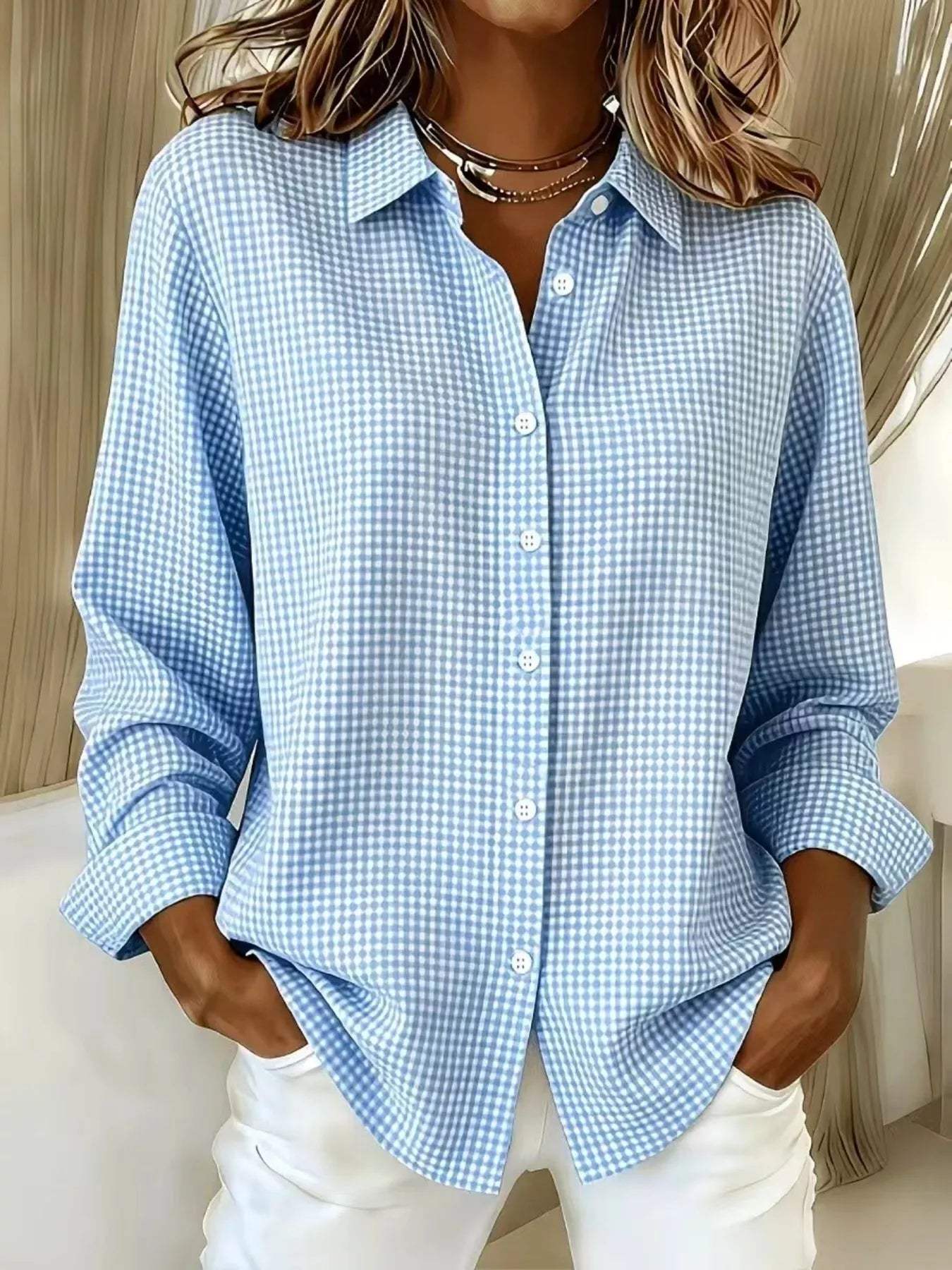 Full Size Plaid Button Up Long Sleeve Shirt Plus Size - Trendsi - Flyclothing LLC