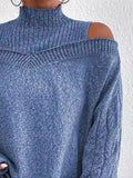 Cold Shoulder Turtleneck Sweater - Trendsi - Flyclothing LLC