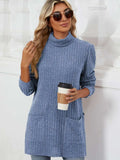 Slit Mock Neck Long Sleeve T-Shirt - Trendsi - Flyclothing LLC