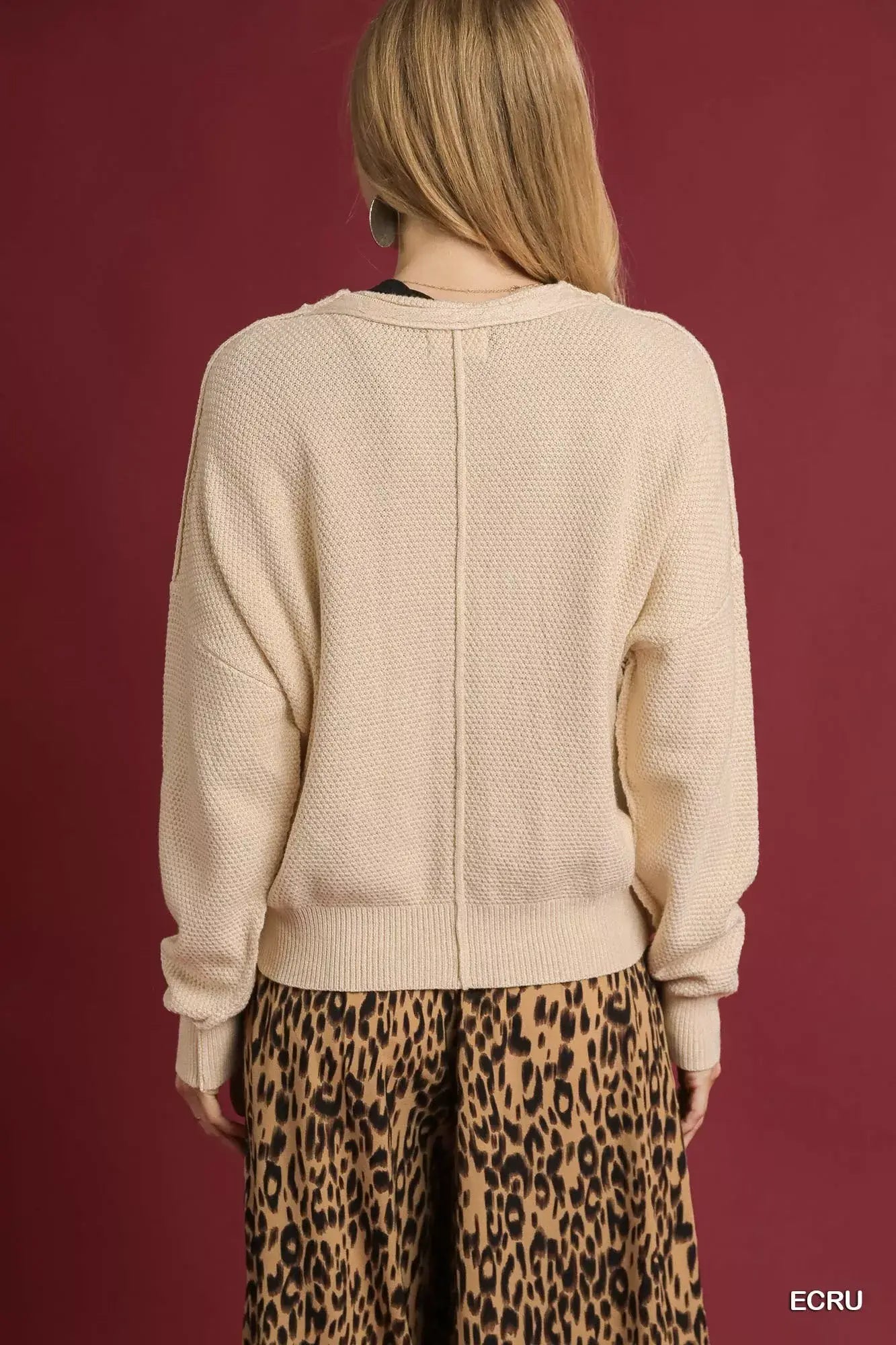 Umgee Chunky Cable Knit V-Neck Button-Up Cardigan - Trendsi - Flyclothing LLC