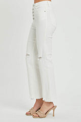 RISEN Full Size High Rise Button Fly Straight Ankle Jeans - Trendsi - Flyclothing LLC