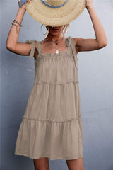 Frill Tiered Tie Shoulder Mini Cami Dress - Trendsi - Flyclothing LLC