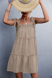 Frill Tiered Tie Shoulder Mini Cami Dress - Trendsi