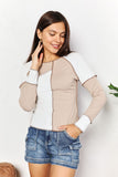 Double Take Color Block Exposed Seam Top - Trendsi
