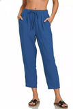 Zenana Woven Crepe Elastic Band Waist Pants - Trendsi - Flyclothing LLC