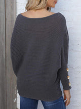 Full Size Boat Neck Long Sleeve Sweater - Trendsi - Flyclothing LLC
