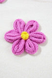 Crochet Flower Round Neck Long Sleeve Sweater - Trendsi - Flyclothing LLC