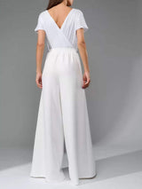 Full Size Sequin Round Neck Short Sleeve Wide Leg Jumpsuit - Trendsi - Flyclothing LLC