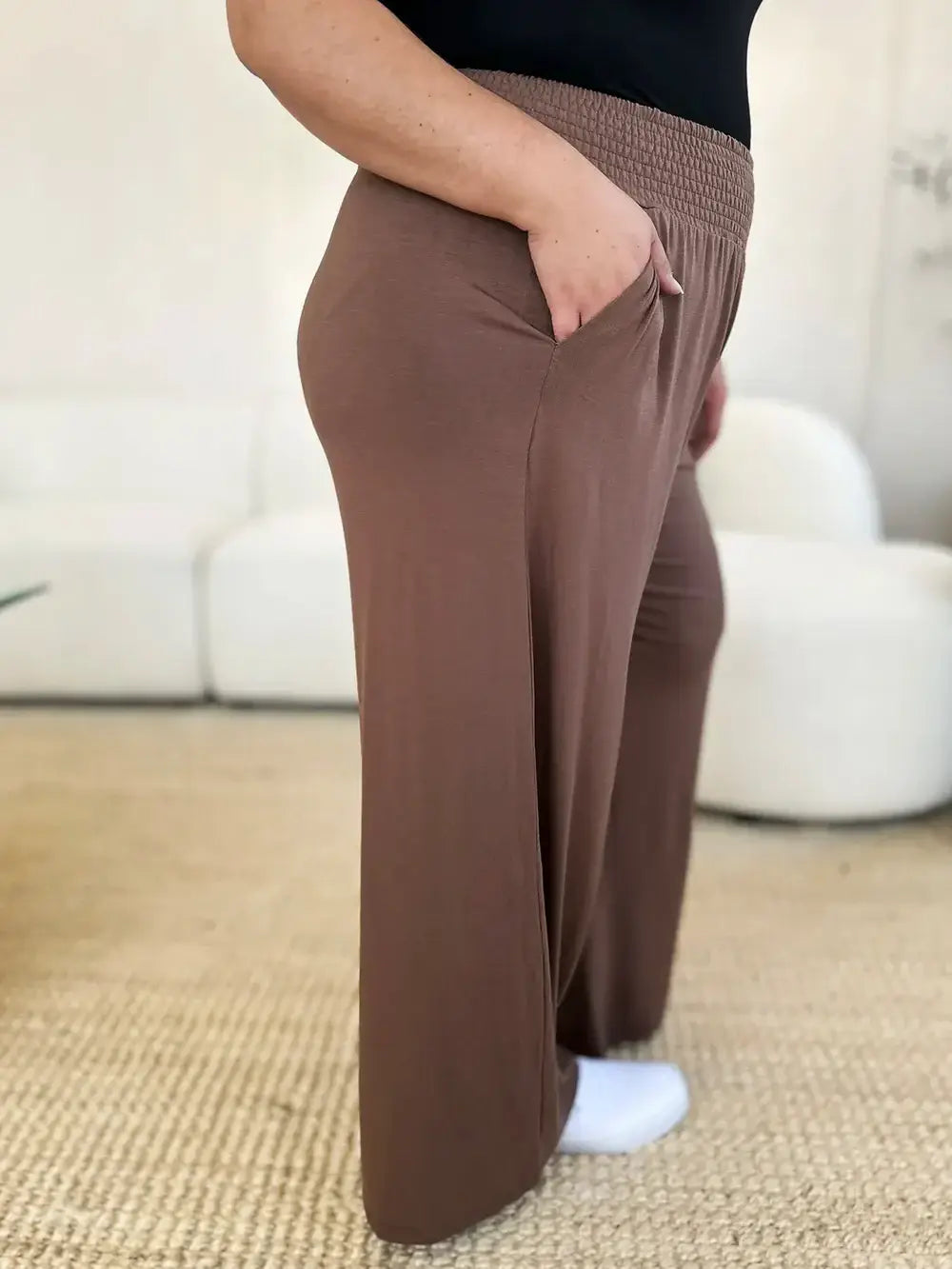 Basic Bae Full Size Smocked Wide Waistband Wide Leg Pants - ShopBasicbae - Flyclothing LLC