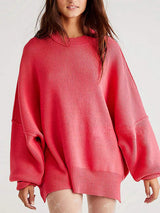 Round Neck Long Sleeve Sweater - Trendsi - Flyclothing LLC