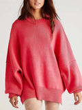 Round Neck Long Sleeve Sweater - Trendsi - Flyclothing LLC