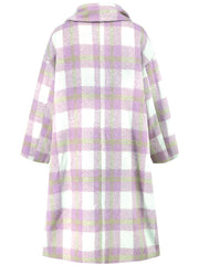 Plaid Button Up Long Sleeve Coat - Trendsi