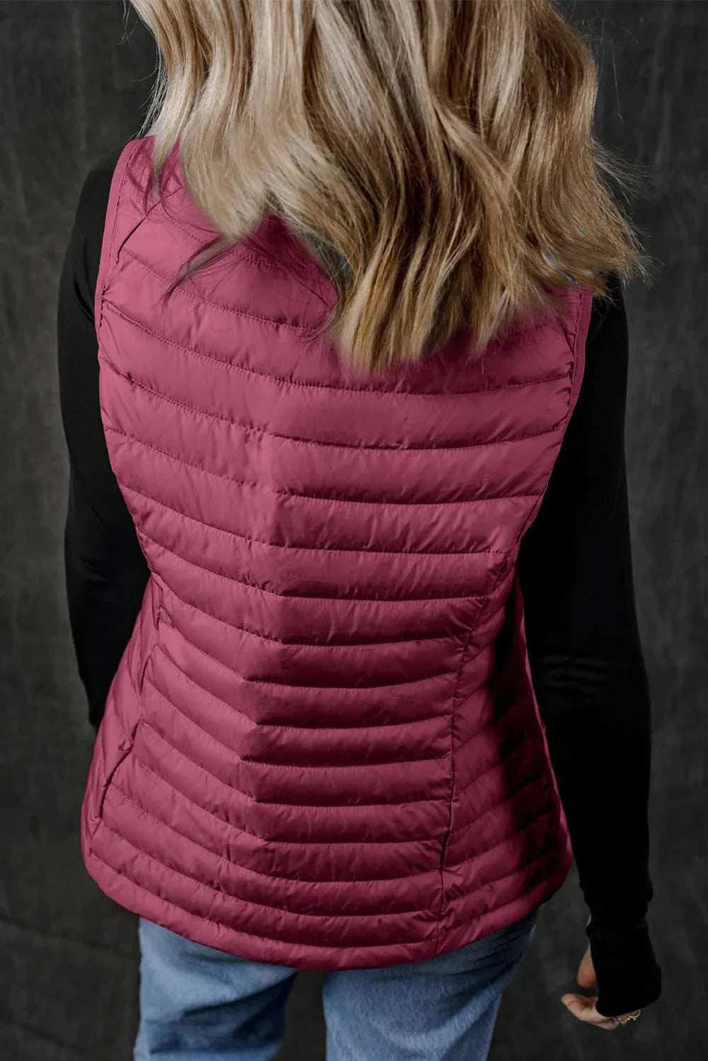 Pocketed Zip Up Vest Coat - Trendsi - Flyclothing LLC