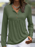 Half Button Long Sleeve T-Shirt - Trendsi