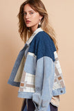 POL Corduroy Jacquard Patchwork Button Up Jacket - Trendsi
