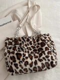 Faux Fur Leopard Shoulder Bag - Trendsi - Flyclothing LLC