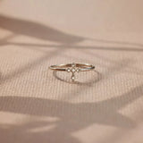 925 Sterling Silver Zircon Cross Ring - Trendsi - Flyclothing LLC