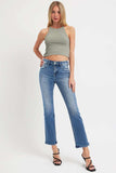 RISEN Full Size Mid Rise Ankle Straight Jeans with Pockets - Trendsi - Flyclothing LLC