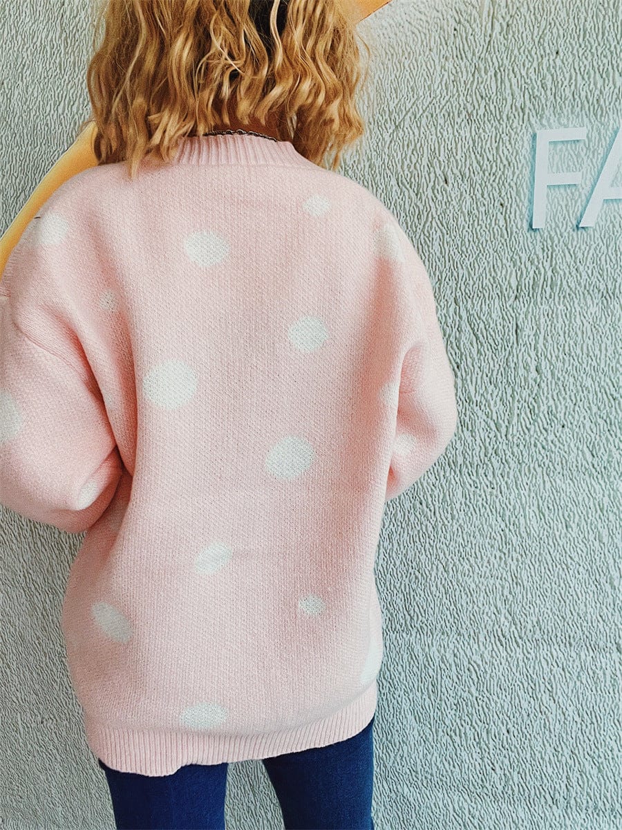 Polka Dot Button Up Cardigan - Trendsi