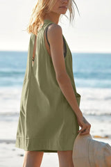 Lovelet Round Neck Sleeveless Romper with Pockets - Trendsi - Flyclothing LLC