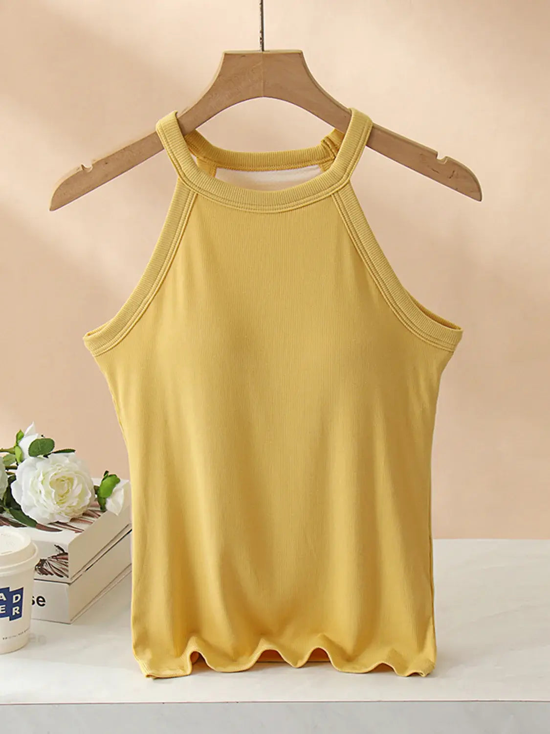 Grecian Neck Tank With Chest Pads - Trendsi - Flyclothing LLC