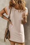 Textured Round Neck Short Sleeve Dress - Trendsi - Flyclothing LLC