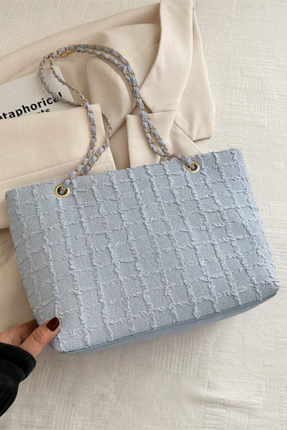 Polyester Texture Chain Tote bag - Trendsi - Flyclothing LLC