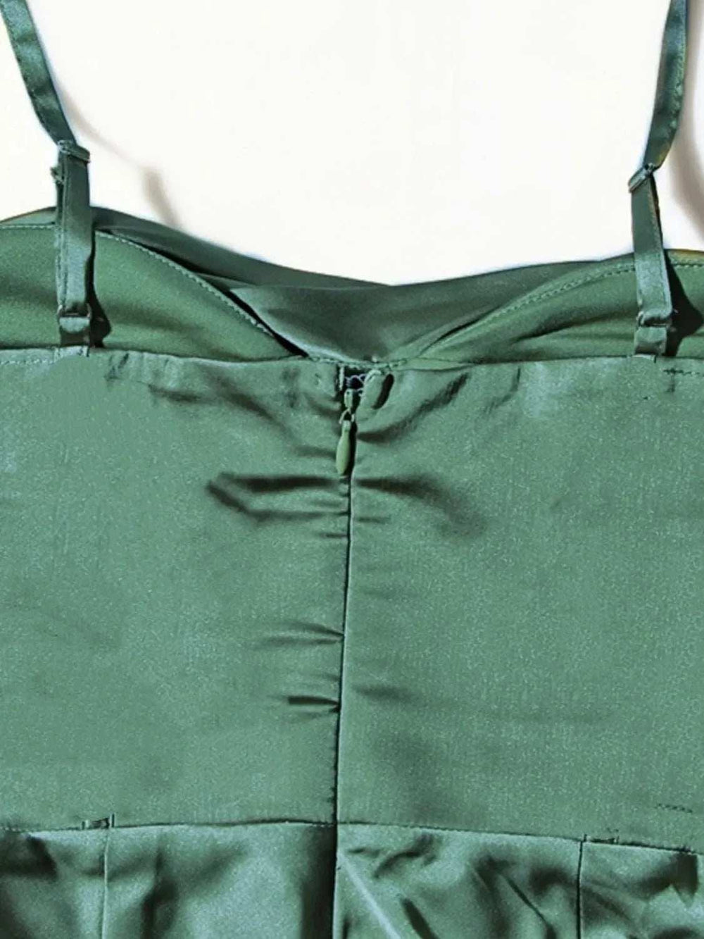 Split Ruched Satin Zip Back Midi Cami Dress - Trendsi - Flyclothing LLC