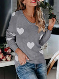 Heart Scoop Neck Long Sleeve Sweater - Trendsi - Flyclothing LLC