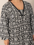 Plus Size Lace Detail Printed Balloon Sleeve Dress - Trendsi