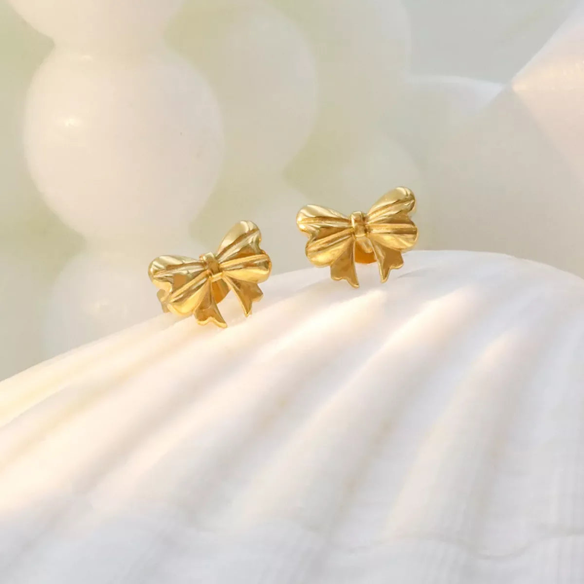 18K Gold-Plated Bow Earrings - Trendsi - Flyclothing LLC
