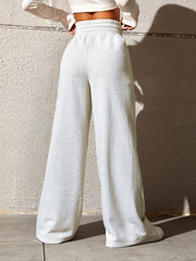 Honey Drawstring Elastic Waist Wide Leg Pants - Trendsi