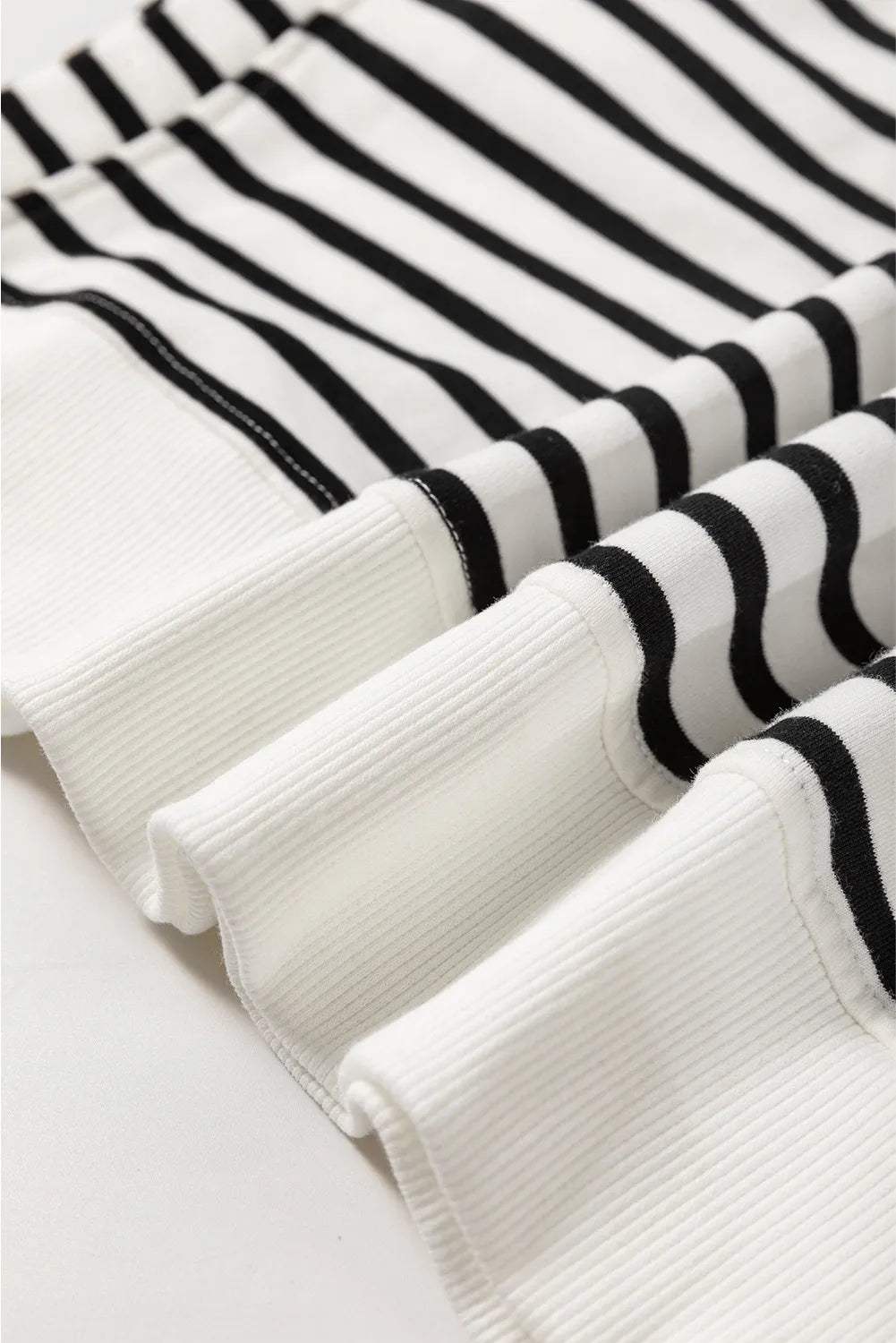 Slit Striped Round Neck Long Sleeve Sweatshirt - Trendsi - Flyclothing LLC