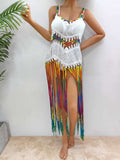 Fringe Scoop Neck Spaghetti Strap Cover-Up - Trendsi - Flyclothing LLC