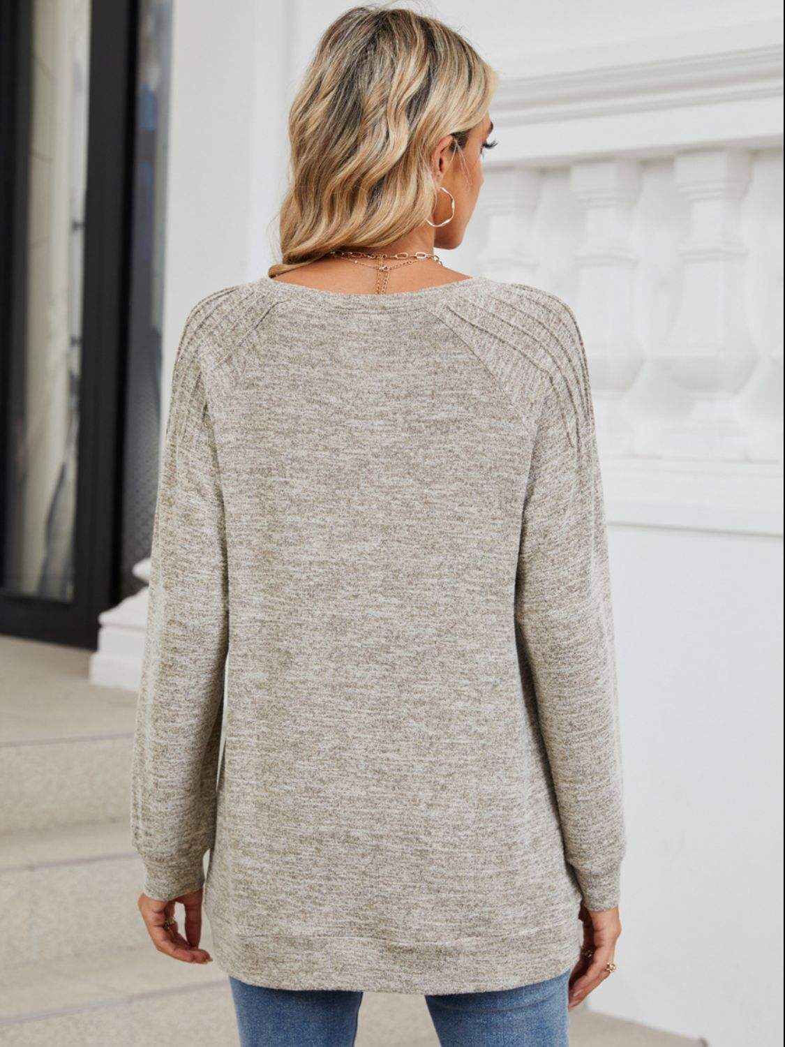Round Neck Long Sleeve T-Shirt - Trendsi - Flyclothing LLC