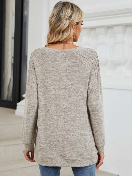 Round Neck Long Sleeve T-Shirt - Trendsi - Flyclothing LLC