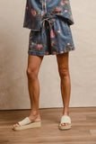BiBi Floral Printed Denim Short Pants With Pocket - Trendsi
