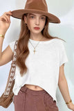 Side Slit Round Neck Knit Top - Trendsi - Flyclothing LLC