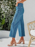 Button Fly Cropped Jeans with Pockets - Trendsi