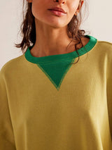 Contrast Trim Round Neck Long Sleeve Sweatshirt - Trendsi - Flyclothing LLC