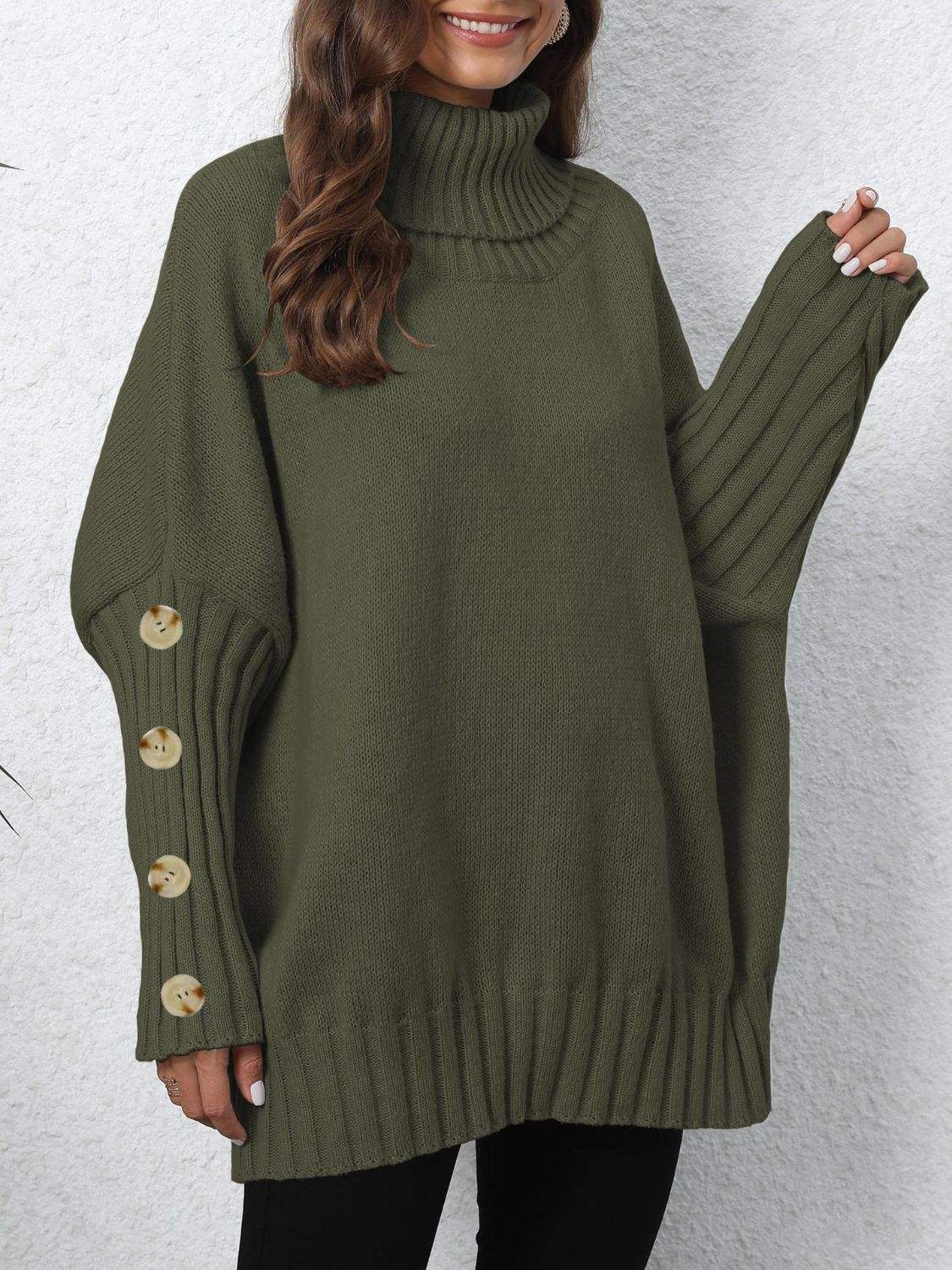 Turtleneck Long Sleeve Sweater - Trendsi - Flyclothing LLC