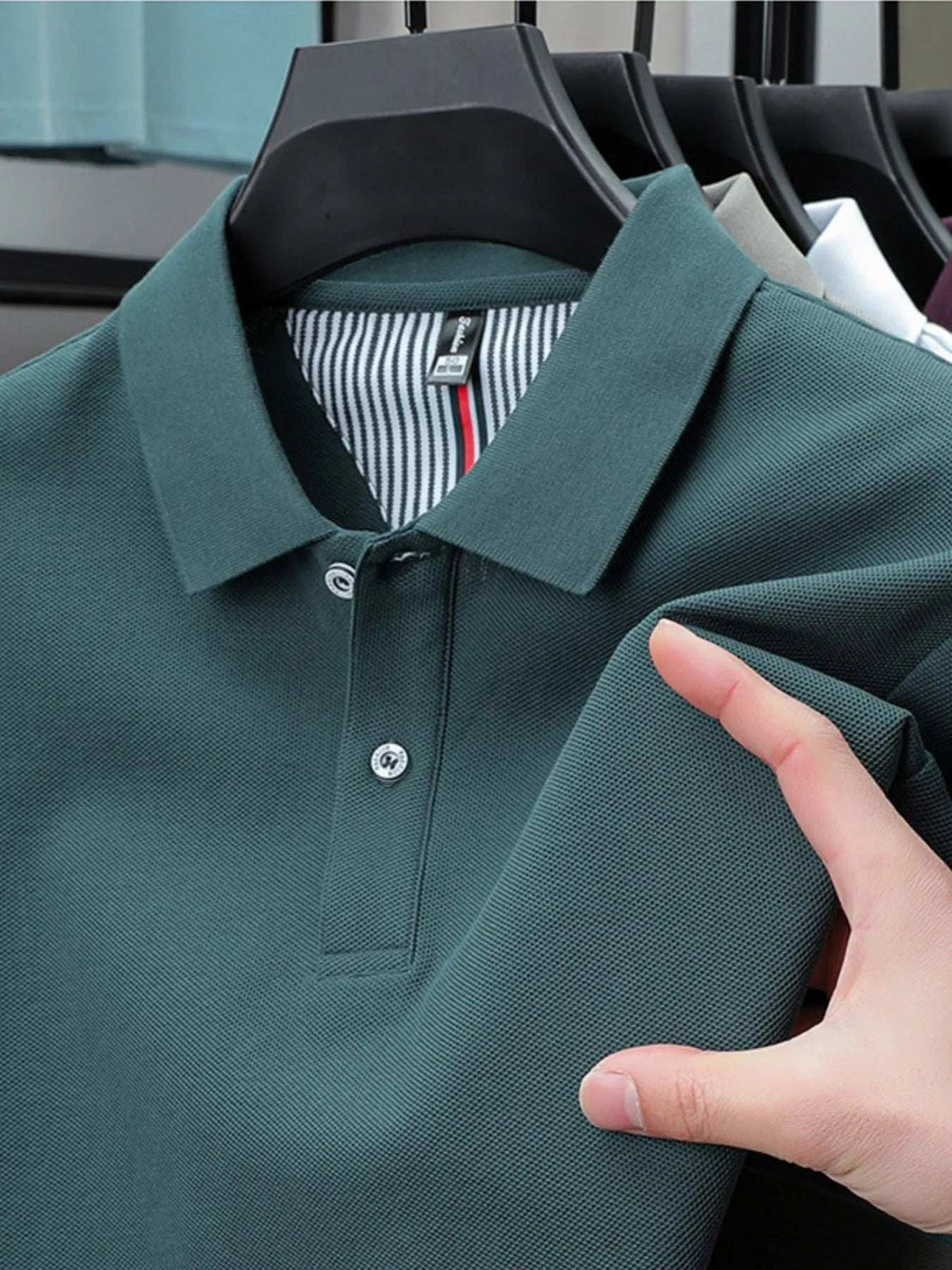 Men's Plus Size Button Detail Short Sleeve Polo - Trendsi - Flyclothing LLC