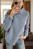 Fuzzy Turtleneck Long Sleeve Sweatshirt - Trendsi - Flyclothing LLC