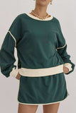 Contrast Trim Round Neck Top and Skort Set - Trendsi - Flyclothing LLC
