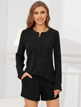 Ribbed Round Neck Top and Shorts Set - Trendsi - Flyclothing LLC