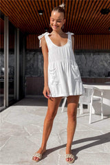Full Size Scoop Neck Tie Shoulder Romper - Trendsi - Flyclothing LLC