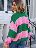 Striped Open Front Dropped Shoulder Cardigan - Trendsi - Flyclothing LLC