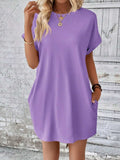 Round Neck Short Sleeve Mini Dress - Trendsi - Flyclothing LLC